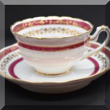 P24. Limoges deep pink and gold teacup and saucer. - $12